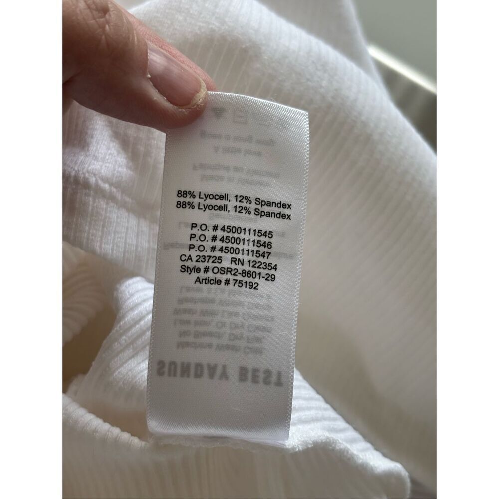 Aritzia Sunday Best White Ribbed Ruffle Strap Mini Dress Size XS - Picture 4 of 9